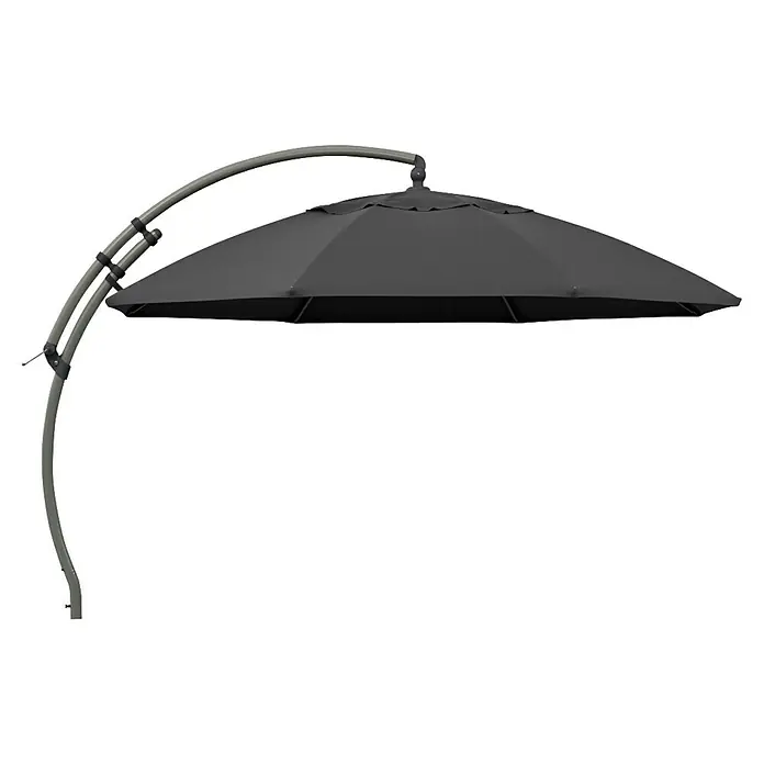 Sun Garden Ampelschirm rund Easy Sun - Anthrazit, Durchmesser Bespannung: 375 cm - Grauer Ampelschirm mit gebogenem Mast, der Schatten spendet und vor Sonne schützt. Ideal für Garten und Terrasse.