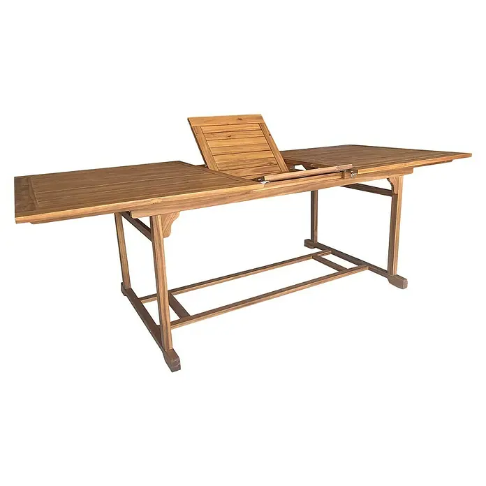 Sunfun Gartenmöbel-Set Diana/Paula XL - 7 -tlg., Hellgrau/Akazie, Ausziehbar - Verstellbarer Holztisch mit Ausziehfunktion, ideal für den Innen- und Außenbereich. Das Naturholz verleiht dem Tisch eine warme Ausstrahlung.