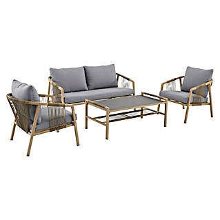 MWH Wicker Komplet lounge pohištva Kanto (4 -del., Aluminij, Rjava, Siva)