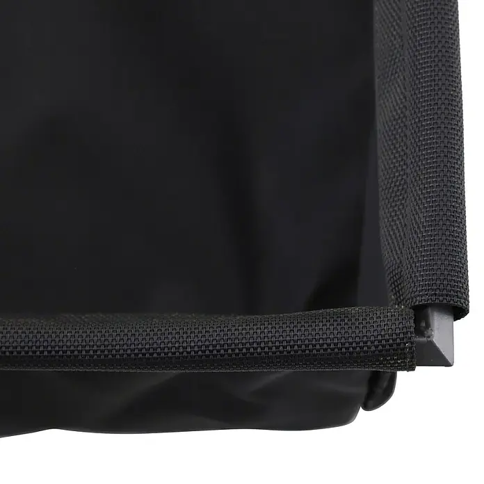 Sunfun Lumar Korb für Kissenbox - L x B x H: 66,5 x 54,5 x 25 cm, Night-Grey - Detailaufnahme eines schwarzen Outdoor-Gewebes, das robust und wetterfest ist, ideal für Gartenmöbel und Accessoires.