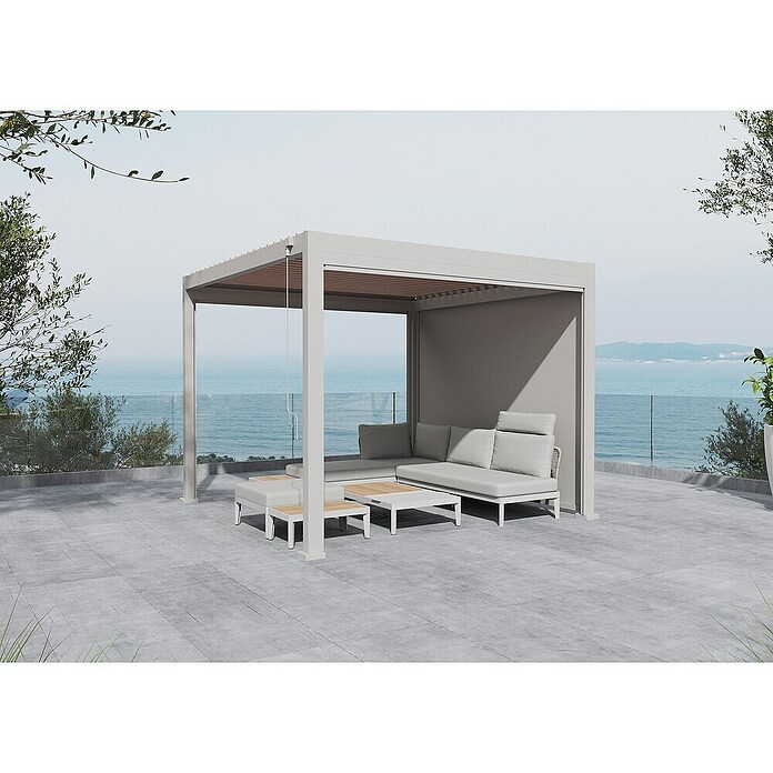 Sunfun Milos Seitenwand (B x H: 276 x 217 cm, Light-Greige, Tiefe: 8,5 cm) | BAUHAUS