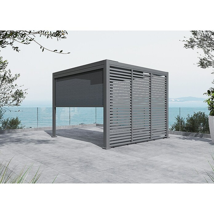 Sunfun Raffpavillon Set Milos (B x T: 294 x 294 cm, Night-Grey, Aluminium/Polyester/PVC/Fiberglas, 5 -tlg.) | BAUHAUS