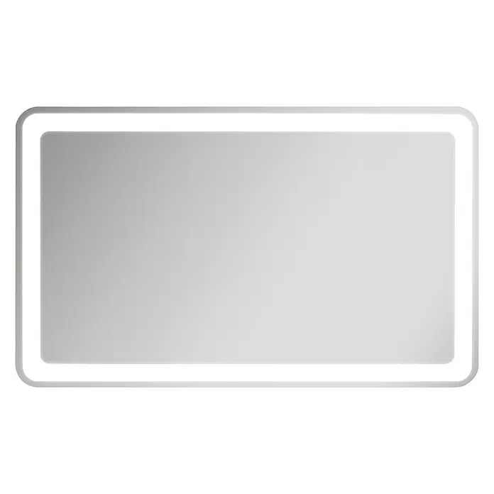 Camargue Stella LED-Lichtspiegel - 138 x 84 cm, Mit abgerundeten Kanten - Ein rechteckiger LED-beleuchteter Spiegel mit abgerundeten Ecken, ideal für moderne Badezimmer.