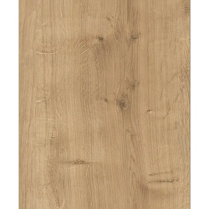 LOGOCLIC Umleimer Elementa 5252 - Chalete Oak, 200 cm x 4,2 mm - Nahaufnahme eines Holzfurniers mit Astlöchern und Maserung, ideal für Möbel oder Bodenbeläge.