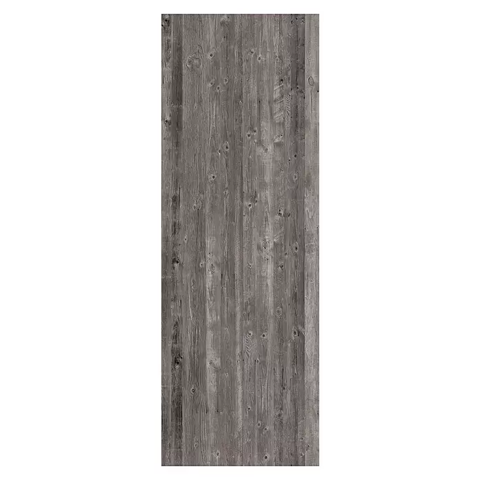 LOGOCLIC Umleimer Elementa pro XL K763 - Outback Grey, 200 cm x 4,2 mm - Verwitterte dunkelgraue Holzverkleidung mit sichtbarer Maserung und Ästen.