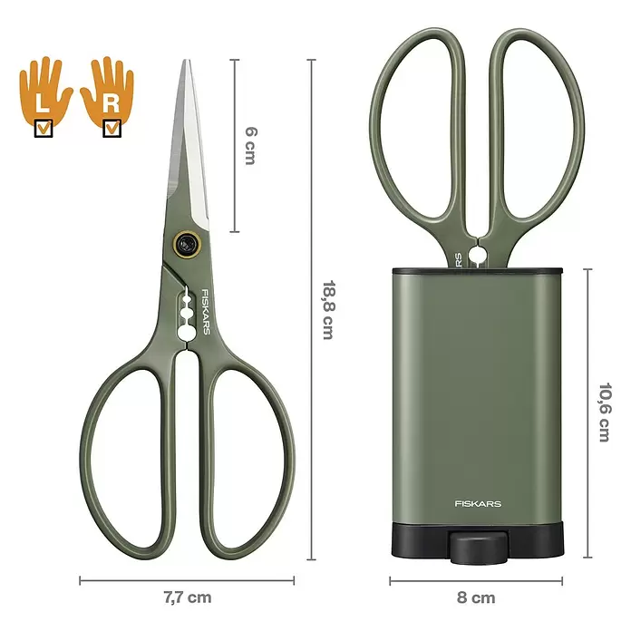 Fiskars SchereElegante, freistehende Werkzeughalterung zur praktischen Aufbewahrung, Material Klinge: Stahl, Präzisionsgeschliffen Sketch