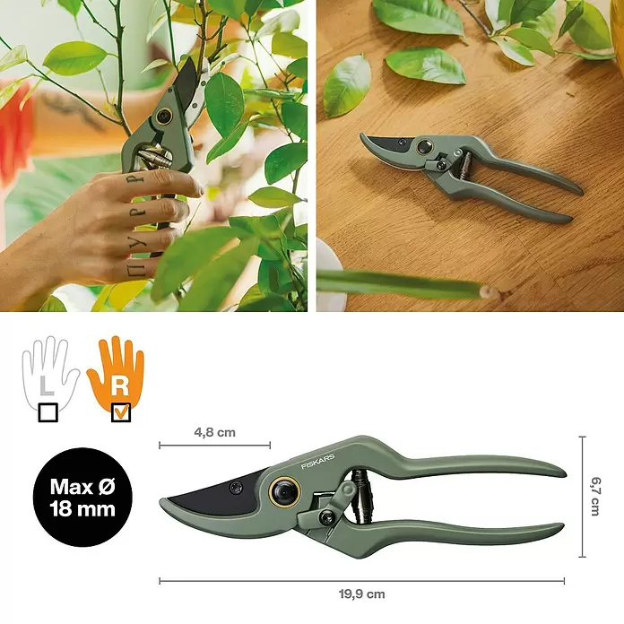 Fiskars SchereElegante, freistehende Werkzeughalterung zur praktischen Aufbewahrung, Max. Aststärke: 18 mm Info