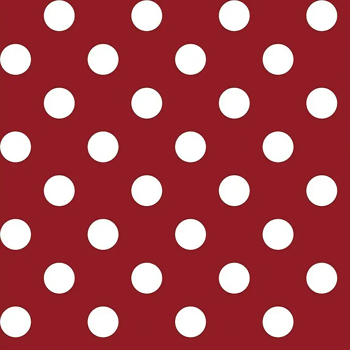 D-c-fix Manhattan Tischdecke Meterware Venita - Breite: 140 cm, Rot - Roter Stoff mit weißen Punkten. Ein klassisches Design mit weißen Punkten auf einem roten Hintergrund.