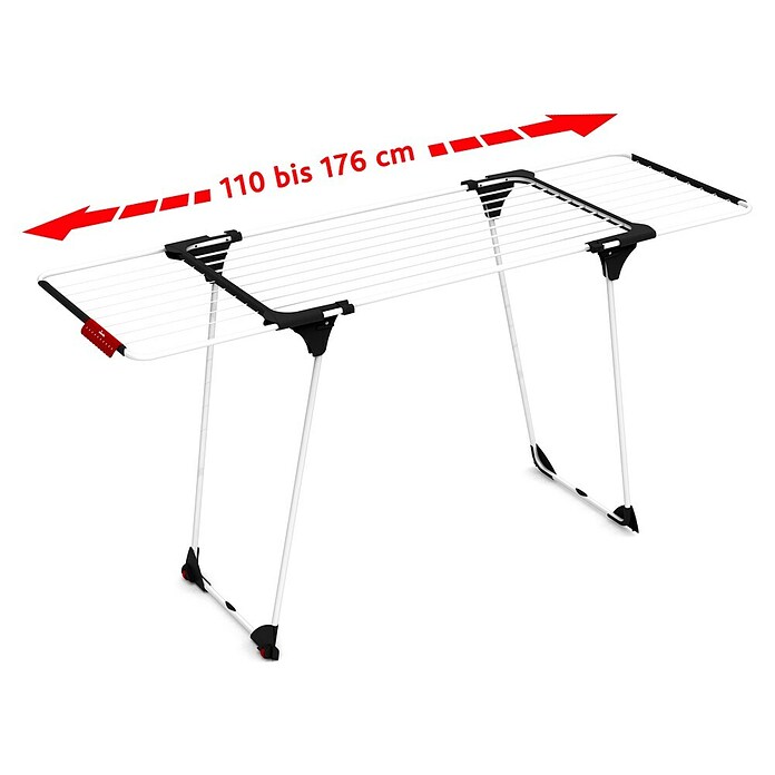 Vileda Flügel-Wäscheständer Extensive (Länge Wäscheleine: 19 m, L x B x H: 111 x 15 x 62 cm, Weiß/Schwarz) | BAUHAUS