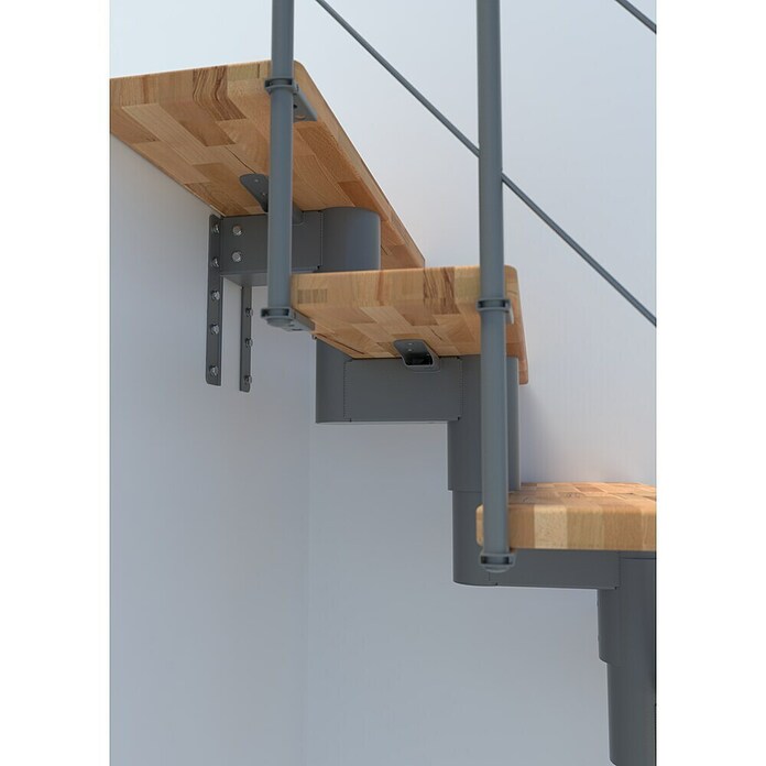 Minka Mittelholmtreppe Comfort (Breite: 80 cm, Silber, Farbe Stufen: Buche Natur, Geschosshöhe: Max. 312 cm)