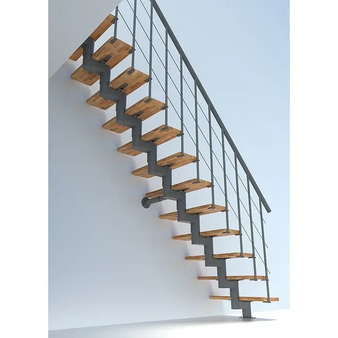 Minka Wandhalterung Comfort Top - Ø x L: 12,7 x 50 cm, Passend für: Minka Mittelholmtreppen Comfort Top - Die freitragende Treppe mit Holzstufen und grauem Geländer ist ein echter Hingucker. Ein modernes Designelement für jedes Zuhause.