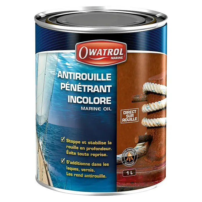 Owatrol Rost-Entferner Marine Oil - Transparent, 1 l - Ein Kanister Owatrol Marine Öl, ein farbloses, rostschützendes Öl, das tief eindringt und Lacke und Firnisse rostschützend macht.
