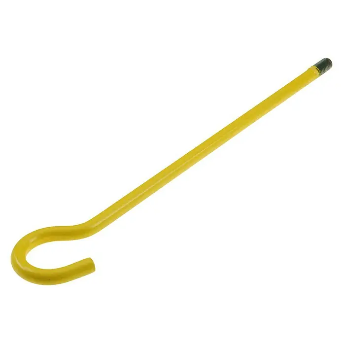 Leuchtenhaken - Ø x L: 5 x 140 mm, Stahl, Lackiert, Gelb, Gewinde: M 5 - Gelber Brecheisenhaken zum Heben schwerer Gegenstände. Robustes Werkzeug für Bau und Handwerk, ideal zum Bewegen von Lasten.