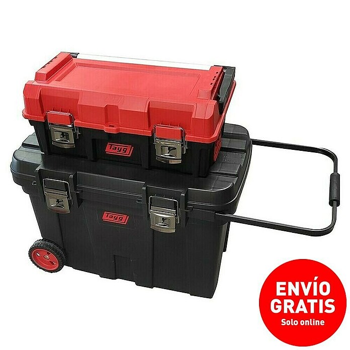Tayg Caja profesional con ruedas 54 + caja modular (L x An x Al: 77,5 x 47,2 x 75 cm, Negro/Rojo, Polipropileno, 2 pzs.) | BAUHAUS
