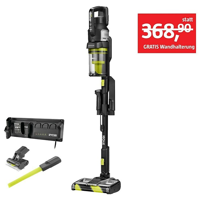 Ryobi ONE+ Maschinen-Set (Akku-Staubsauger RASV18BL-0 + GRATIS Wandhalterung) | BAUHAUS