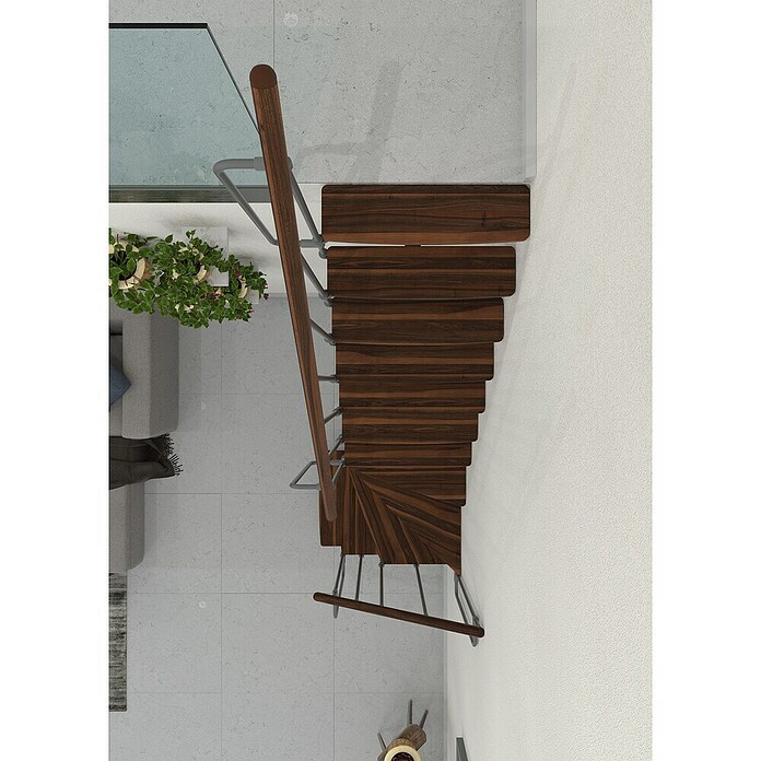 Minka Sporedne stepenice Joker Turn  (Visina kata: 302,9 cm, Boja gazišta: Orah, Boja metala: Siva) | BAUHAUS