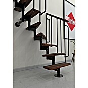 Minka Sporedne stepenice Joker Turn  (Visina kata: 302,9 cm, Boja gazišta: Orah, Boja metala: Crna) | BAUHAUS