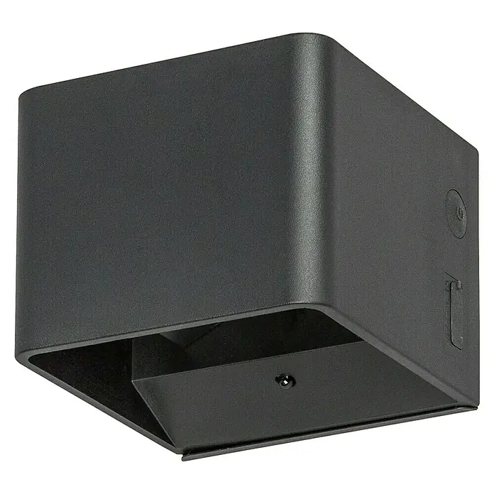 Lavida Akku-Wandleuchte Lucca Vario - 10 x 10 x 8 cm, Sandschwarz, Warmweiß - Elegante, quaderförmige Außenwandleuchte in Schwarz. Ideal für moderne Hausfassaden und zur stilvollen Beleuchtung von Eingangsbereichen.