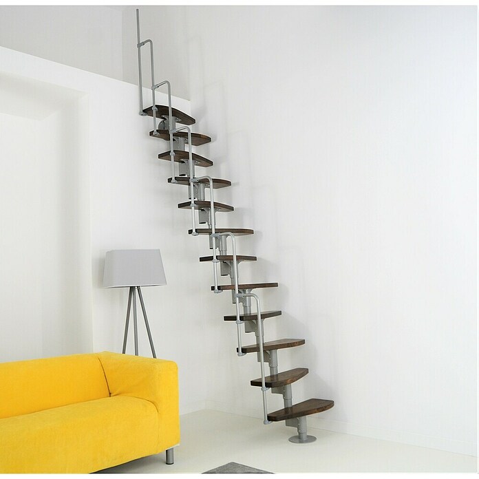 Minka Raumspartreppe Monaco (Breite: 60 cm, Silber, Farbe Stufen: Buche Walnuss gebeizt, Geschosshöhe: Max. 294 cm)