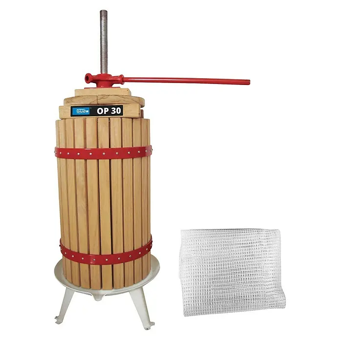Güde Prensador de fruta OP 30 - Capacidad volumétrica: 30 l - La prensa de frutas de madera Güde OP 30, ideal para la producción de mosto y vino, junto con un paño de prensa.