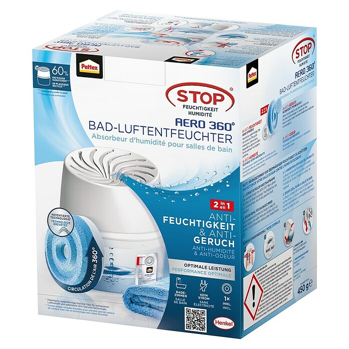 Pattex Luftentfeuchter Bad Aero 360° (Weiß, 1 x Luftentfeuchter, 1 x Tab) | BAUHAUS