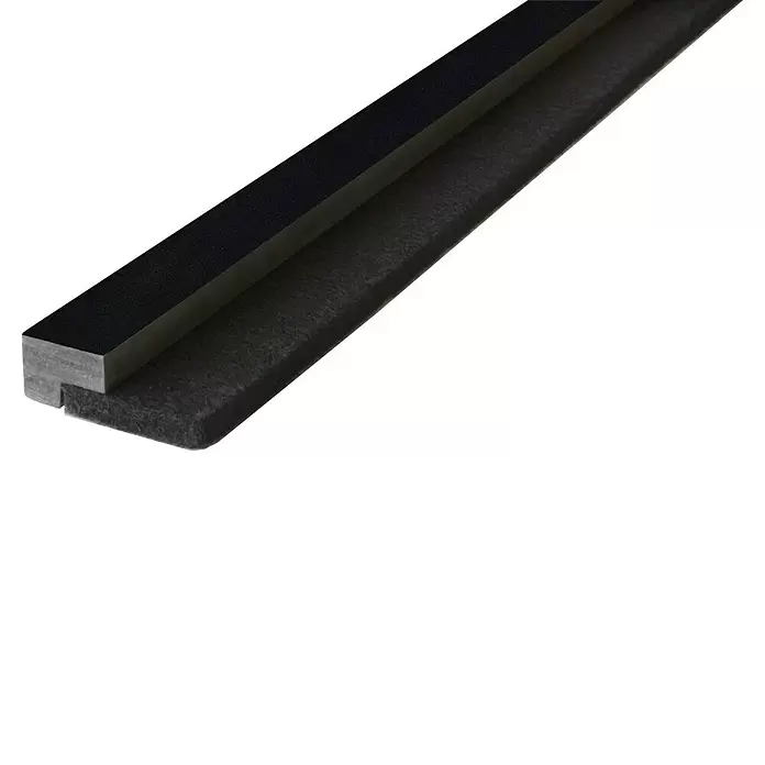 FN Neuhofer Abschlussleiste Acustico - Schwarz, 2.750 x 52,5 x 18 mm - Schwarze Dichtungsleiste mit starrem, rechteckigem Oberteil und flauschiger, flexibler Basis.