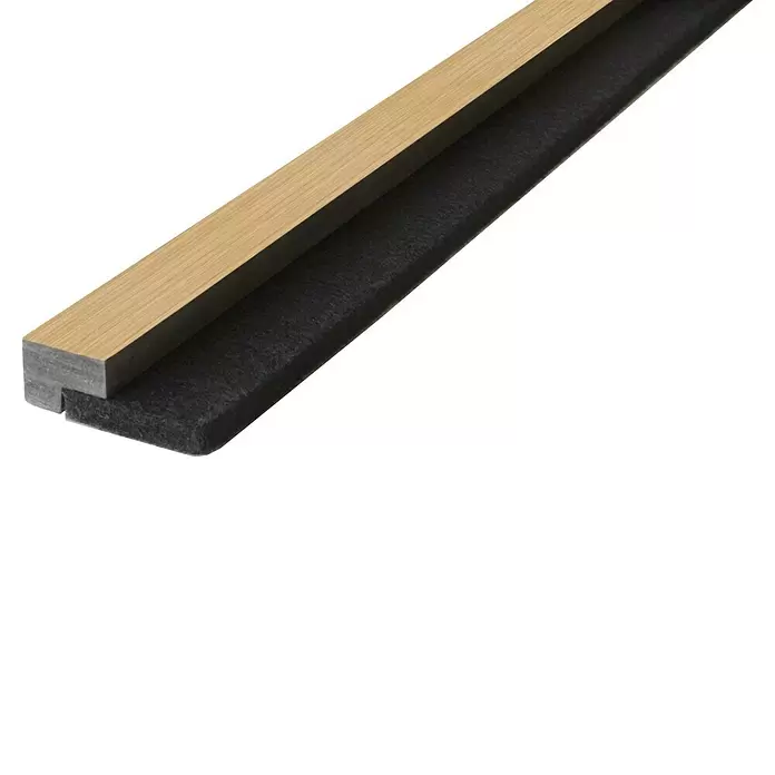 FN Neuhofer Abschlussleiste Acustico - Eiche roh, 2.750 x 52,5 x 18 mm - Zugluftstopper-Leiste mit Holzoberseite und dunkelgrauem Filzunterteil.
