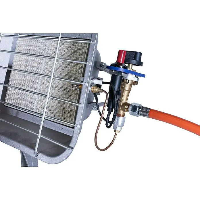 Güde Gasheizstrahler GHS 4200 M PIEZO - 3,2 kW - 4,4 kW - Gasheizstrahler mit Sicherheitsventil und Zündelement für den Außenbereich, ideal für Terrassen und Gärten.