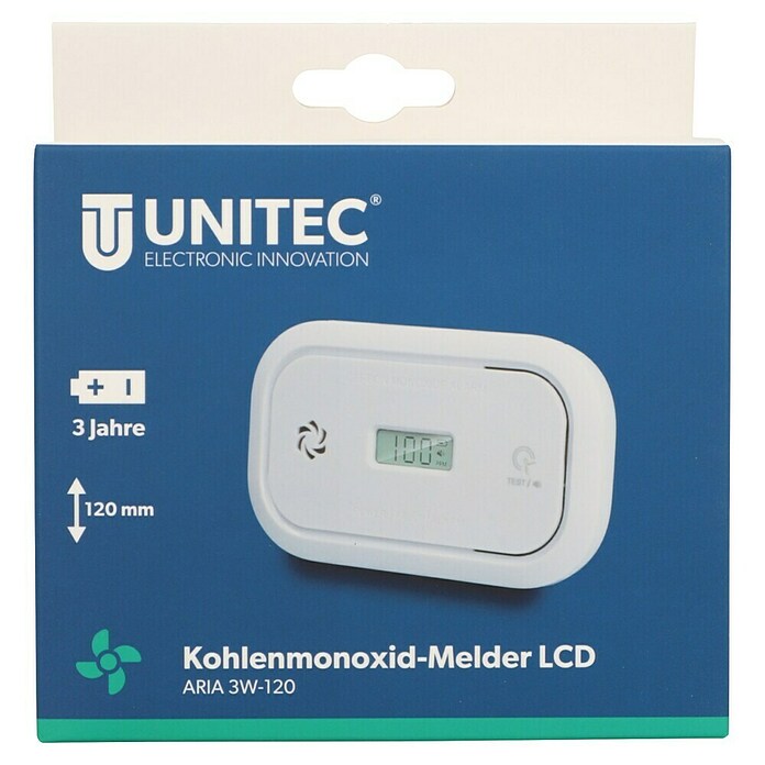 UniTEC Kohlenmonoxidmelder mit Display (L x B x H: 52 x 143 x 150 mm, Batterielaufzeit: 3 Jahre) | BAUHAUS