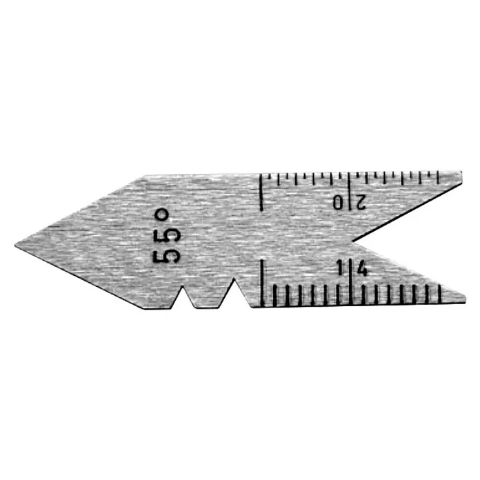 Scala Gewindestahllehre - Länge: 6 cm, Passend für: Withworth-Gewinde 55° - Metallische 55-Grad-Gewindelehre mit geätzten Markierungen zum Messen von Schraubengewinden.