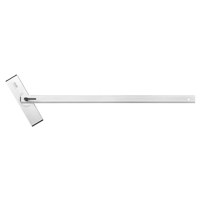 Scala Lineal - Länge: 148 cm, Aluminium - Silbernes T-Lineal mit verstellbarem Winkelmesser und Skalierungen für präzise Winkel- und Längenmessungen.