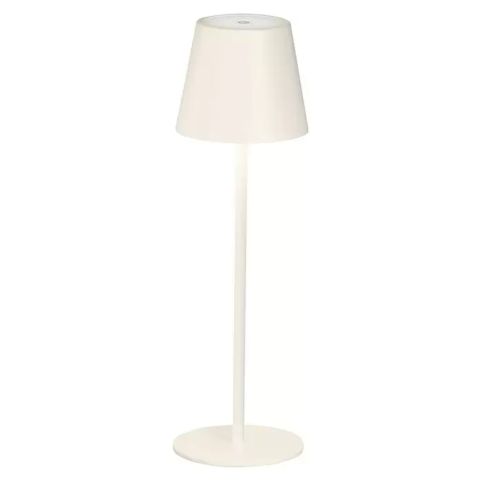 FHL easy Akku-Tischleuchte Viletto - 2 W, L x B x H: 11 x 11 x 36,5 cm, Sandbeige, Warmweiß - Cremefarbene moderne Tischleuchte mit konischem Schirm und rundem Fuß.