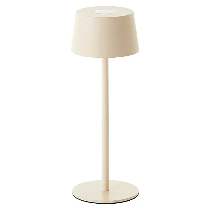 Brilliant Akku-Tischleuchte Jona - 2 W, 9 x 25 cm, Beige, Warmweiß - Hellbeige tragbare Tischlampe mit konischem Schirm und rundem Fuß, mit Touch-Steuerung.