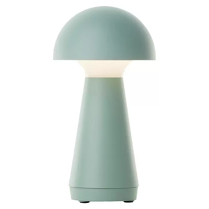 Brilliant Akku-Tischleuchte Navabi - 1,5 W, 9,5 x 17,9 cm, Grün, Warmweiß - Mintgrüne pilzförmige Tischlampe mit leuchtendem Schaft.