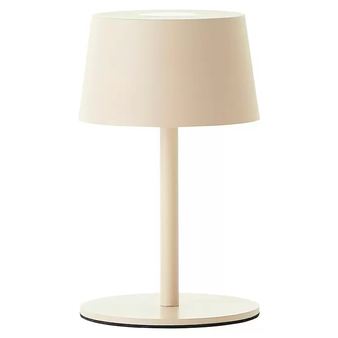 Brilliant Akku-Tischleuchte Jona - 2 W, 9 x 25 cm, Beige, Warmweiß - Cremefarbene Tischleuchte mit zylindrischem Schirm, schlankem Stiel und rundem Sockel.