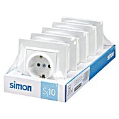Simon 10 Enchufe pack 5 (Blanco, Brillante, Plástico, Montaje enrasado) | BAUHAUS