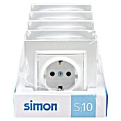 Simon 10 Enchufe pack 5 (Blanco, Brillante, Plástico, Montaje enrasado) | BAUHAUS