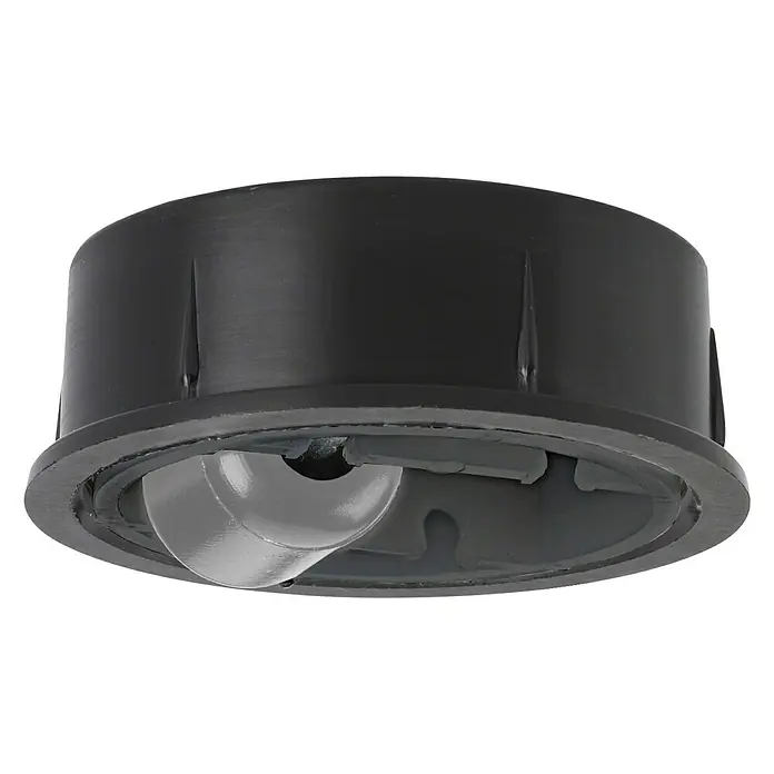 Stabilit Bohrsenkrolle - Ø x H: 56 x 28 mm, Traglast: 35 kg, Gleitlager, Material Gehäuse: Kunststoff - Nahaufnahme einer schwarzen Kugeltransfer-Einheit, einem vielseitigen mechanischen Bauteil zur Bewegung und Positionierung in Systemen.