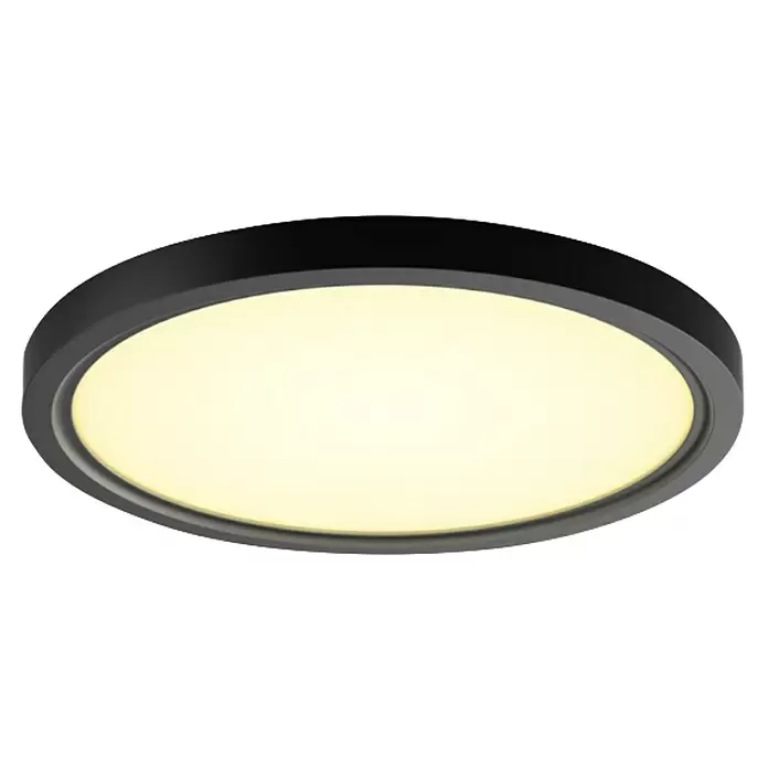 Philips Hue LED-Panel rund White Ambiance Tento S - 16,6 W, Ø x H: 29,1 x 3,2 cm, Schwarz, Kaltweiß - Runde schwarze Deckenleuchte mit warmweiß leuchtendem Diffusor.