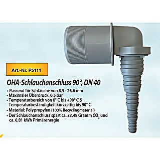 Schlauchanschluss 9° (DN 50, Passend für: Schläuche mit 8,2-26,5 mm Durchmesser)