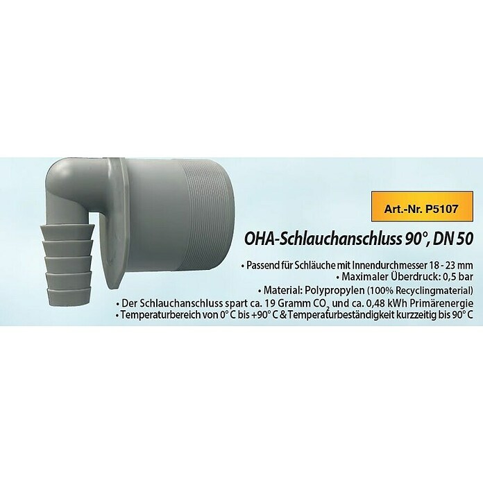 Schlauchanschluss 9° (DN 50, Passend für: Schläuche mit 18-23 mm Durchmesser) | BAUHAUS