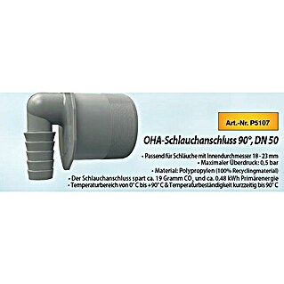 Schlauchanschluss 9° (DN 50, Passend für: Schläuche mit 18-23 mm Durchmesser)