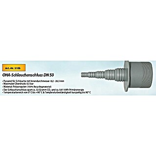 Schlauchanschluss gerade (DN 50, Passend für: Schläuche mit 8,2 - 26,5 mm Durchmesser)