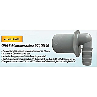 Schlauchanschluss 9° (DN 40, Passend für: Schläuche mit 18-23 mm Durchmesser)