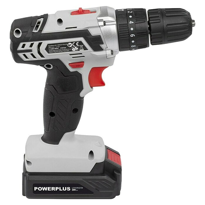 PowerPlus Taladro atornillador percutor de batería POWC1080 (20 V, 1 batería, 2 Ah, 35 Nm) | BAUHAUS