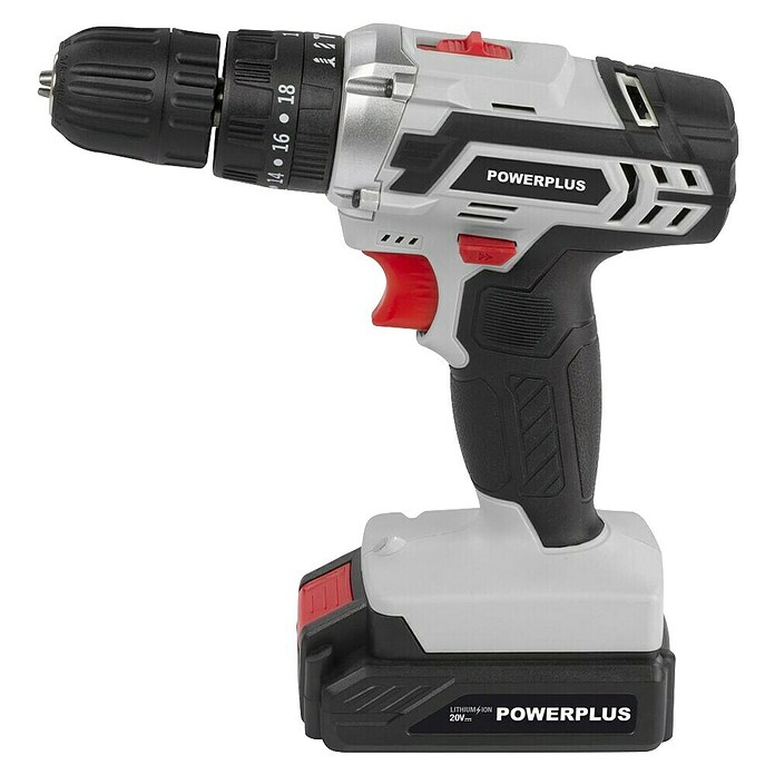 PowerPlus Taladro atornillador percutor de batería POWC1080 (20 V, 1 batería, 2 Ah, 35 Nm) | BAUHAUS