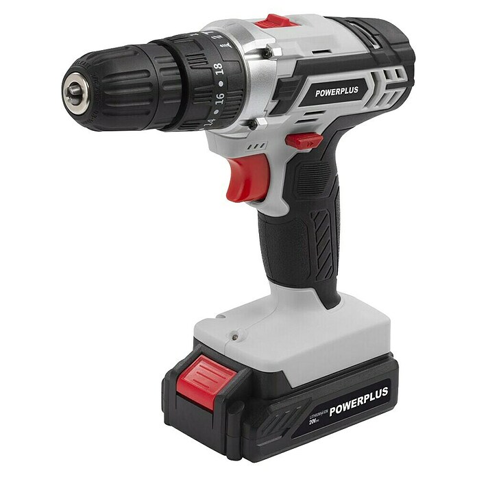 PowerPlus Taladro atornillador percutor de batería POWC1080 (20 V, 1 batería, 2 Ah, 35 Nm) | BAUHAUS
