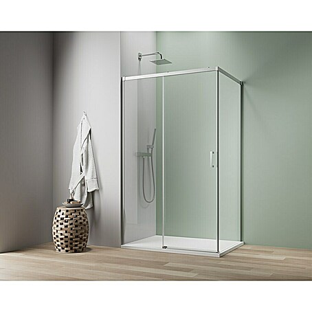 Camargue Roma Mix & Match Eckdusche (L x B x H: 100 x 120 x 195 cm, Beschichtet, Silberglanz, DIN Anschlag: Links)
