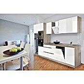 Respekta Premium Küchenzeile GLRP345HESWGKE (Breite: 345 cm, Mit Elektrogeräten, Weiß Hochglanz)