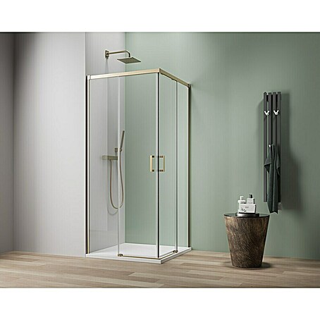 Camargue Roma Mix & Match Eckdusche (L x B x H: 80 x 80 x 195 cm, Beschichtet, Brushed Gold)